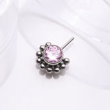 Detail View 1 of Implant Grade Titanium OneFit Threadless Bali Beaded Floral Sparkle Front Facing Part-Pink