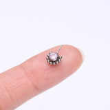 Detail View 2 of Implant Grade Titanium OneFit Threadless Bali Beaded Floral Sparkle Front Facing Part-Pink