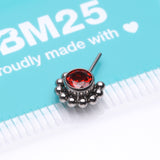 Detail View 3 of Implant Grade Titanium OneFit Threadless Bali Beaded Floral Sparkle Front Facing Part-Red