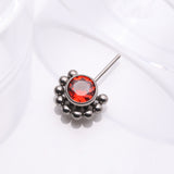 Detail View 1 of Implant Grade Titanium OneFit Threadless Bali Beaded Floral Sparkle Front Facing Part-Red