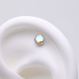 Detail View 1 of Implant Grade Titanium OneFit Threadless Bezel Set Sparkle Gem Top Part-Aurora Borealis