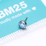 Detail View 3 of Implant Grade Titanium OneFit Threadless Bezel Set Sparkle Gem Top Part-Aqua