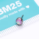 Detail View 3 of Implant Grade Titanium OneFit Threadless Bezel Set Fire Opal Top Part-Pink Opal