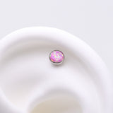 Detail View 1 of Implant Grade Titanium OneFit Threadless Bezel Set Fire Opal Top Part-Pink Opal