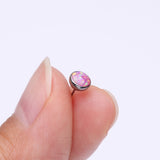 Detail View 2 of Implant Grade Titanium OneFit Threadless Bezel Set Fire Opal Top Part-Pink Opal