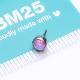 Detail View 3 of Implant Grade Titanium OneFit Threadless Bezel Set Fire Opal Top Part-Purple Opal