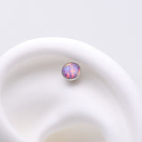 Implant Grade Titanium OneFit Threadless Bezel Set Fire Opal Top Part