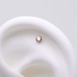 Detail View 1 of Implant Grade Titanium OneFit Threadless Rose Gold Bezel Set Sparkle Gem Top Part-Clear Gem