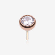 Implant Grade Titanium OneFit Threadless Rose Gold Bezel Set Sparkle Gem Top Part