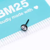 Detail View 3 of Implant Grade Titanium OneFit Threadless Blackline Bezel Set Sparkle Gem Top Part-Clear Gem