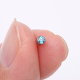 Detail View 2 of Implant Grade Titanium OneFit Threadless Bezel Round Gem Sparkle Top Part-Aqua