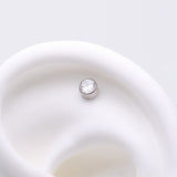 Detail View 1 of Implant Grade Titanium OneFit Threadless Bezel Round Gem Sparkle Top Part-Clear Gem