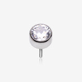 Implant Grade Titanium OneFit Threadless Bezel Round Gem Sparkle Top Part-Clear Gem