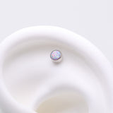 Detail View 1 of Implant Grade Titanium OneFit Threadless Bezel Round Fire Opal Sparkle Top Part-Purple Opal