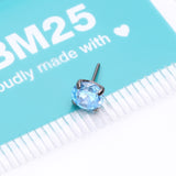 Detail View 3 of Implant Grade Titanium OneFit Threadless Prong Set Sparkle Gem Top Part-Aqua