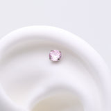 Detail View 1 of Implant Grade Titanium OneFit Threadless Prong Set Sparkle Gem Top Part-Pink