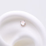 Detail View 1 of Implant Grade Titanium OneFit Threadless Rose Gold Prong Set Sparkle Gem Top Part-Clear Gem