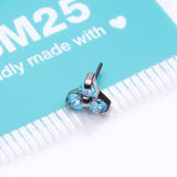Detail View 3 of Implant Grade Titanium OneFit Threadless Trinity Gem Sparkle Top Part-Aqua