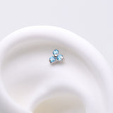 Detail View 1 of Implant Grade Titanium OneFit Threadless Trinity Gem Sparkle Top Part-Aqua