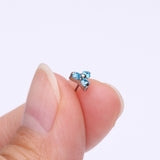 Detail View 2 of Implant Grade Titanium OneFit Threadless Trinity Gem Sparkle Top Part-Aqua