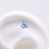 Detail View 1 of Implant Grade Titanium OneFit Threadless Trinity Fire Opal Top Part-Blue Opal