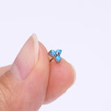 Detail View 2 of Implant Grade Titanium OneFit Threadless Trinity Fire Opal Top Part-Blue Opal