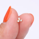 Detail View 2 of Pure24K Implant Grade Titanium OneFit Threadless Trinity Sparkle Prong Set Top Part-Clear Gem