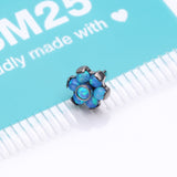 Detail View 3 of Implant Grade Titanium OneFit Threadless Brilliant Fire Opal Flower Top Part-Blue Opal