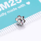 Detail View 3 of Implant Grade Titanium OneFit Threadless Brilliant Fire Opal Flower Top Part-White Opal