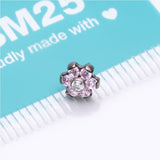Detail View 3 of Implant Grade Titanium OneFit Threadless Brilliant Sparkle Flower Top Part-Pink/Clear Gem
