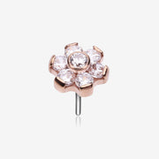 Implant Grade Titanium OneFit Threadless Rose Gold Brilliant Sparkle Flower Top Part
