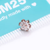 Detail View 3 of Implant Grade Titanium OneFit Threadless Rose Gold Brilliant Sparkle Flower Top Part-Clear Gem