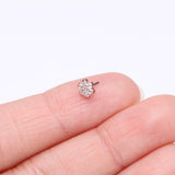 Detail View 2 of Implant Grade Titanium OneFit Threadless Rose Gold Brilliant Sparkle Flower Top Part-Clear Gem