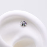 Detail View 1 of Implant Grade Titanium OneFit Threadless Brilliant Sparkle Flower Top Part-Vitrail Medium