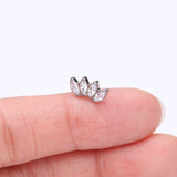 Detail View 2 of Implant Grade Titanium OneFit Threadless Brilliant Marquise Sparkle Fan Top Part-Clear Gem