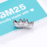 Detail View 3 of Implant Grade Titanium OneFit Threadless Brilliant Marquise Sparkle Fan Top Part-Clear Gem