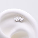 Detail View 1 of Implant Grade Titanium OneFit Threadless Brilliant Marquise Sparkle Fan Top Part-Clear Gem