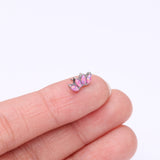 Detail View 2 of Implant Grade Titanium OneFit Threadless Marquise Fire Opal Sparkle Fan Top Part-Pink Opal