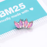 Detail View 3 of Implant Grade Titanium OneFit Threadless Marquise Fire Opal Sparkle Fan Top Part-Pink Opal