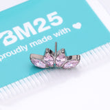 Detail View 3 of Implant Grade Titanium OneFit Threadless Brilliant Marquise Sparkle Fan Top Part-Pink