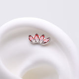 Detail View 1 of Implant Grade Titanium OneFit Threadless Brilliant Marquise Sparkle Fan Top Part-Red