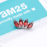 Detail View 3 of Implant Grade Titanium OneFit Threadless Brilliant Marquise Sparkle Fan Top Part-Red