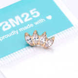 Detail View 3 of Implant Grade Titanium OneFit Threadless Golden Brilliant Marquise Sparkle Fan Top Part-Clear Gem