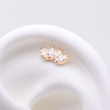 Detail View 1 of Implant Grade Titanium OneFit Threadless Golden Brilliant Marquise Sparkle Fan Top Part-Clear Gem