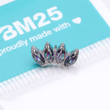 Detail View 3 of Implant Grade Titanium OneFit Threadless Brilliant Marquise Sparkle Fan Top Part-Vitrail Medium
