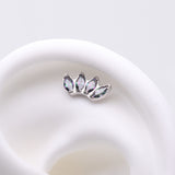 Detail View 1 of Implant Grade Titanium OneFit Threadless Brilliant Marquise Sparkle Fan Top Part-Vitrail Medium