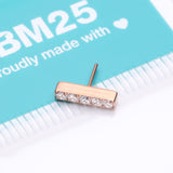 Detail View 3 of Implant Grade Titanium OneFit Threadless Rose Gold Sparkle Lined Rectangle Top Part-Clear Gem