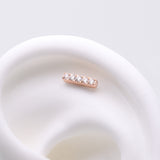 Detail View 1 of Implant Grade Titanium OneFit Threadless Rose Gold Sparkle Lined Rectangle Top Part-Clear Gem