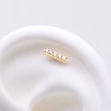 Detail View 1 of Implant Grade Titanium OneFit Threadless Golden Sparkle Lined Rectangle Top Part-Clear Gem