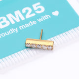Detail View 3 of Implant Grade Titanium OneFit Threadless Golden Sparkle Lined Rectangle Top Part-Clear Gem